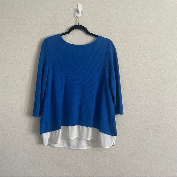 The Limited Tops - The Limited woman's blue top L overlaying knit preppy sweater office career